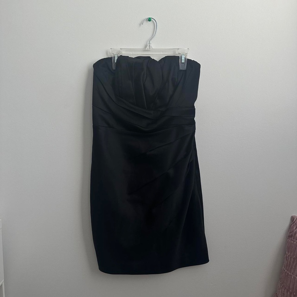 Express Black Strapless Satin Dress